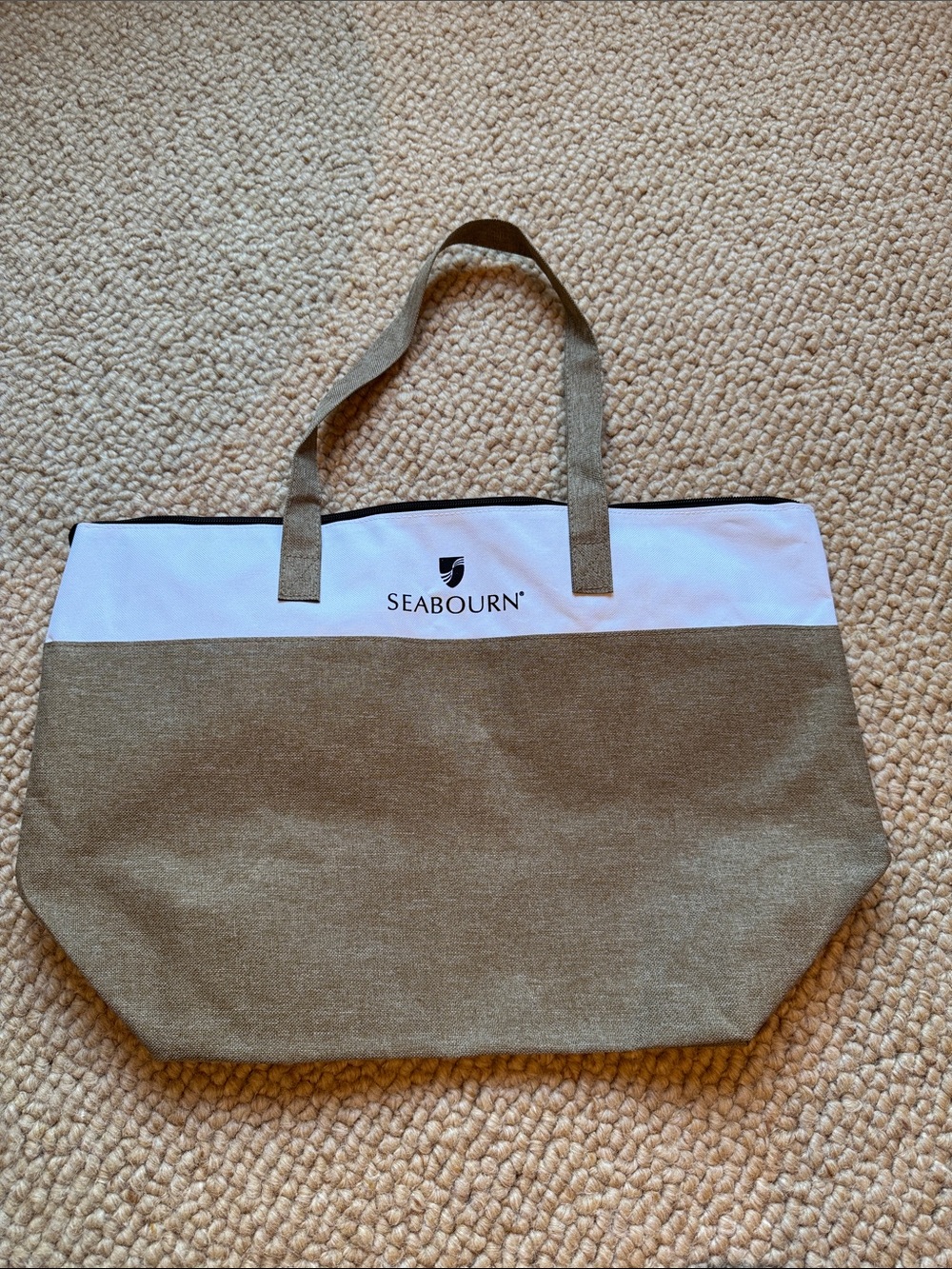 Seabourn Two-Tone Canvas Tote Bag - White & Taupe
